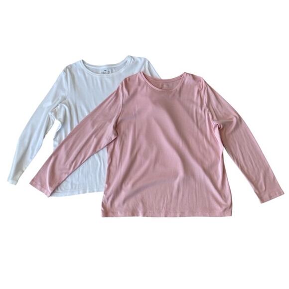 2 Talbots Pima Cotton Long Sleeve Tees T-Shirt - 2x - Picture 1 of 8